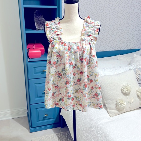 entro Tops - Entro floral ruffle strap babydoll tank